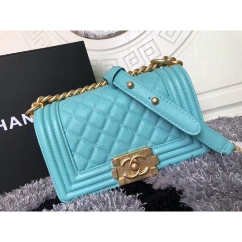 Boy Chanel Flap Sac à bandoulière en cuir de mouton A67085 Bleu