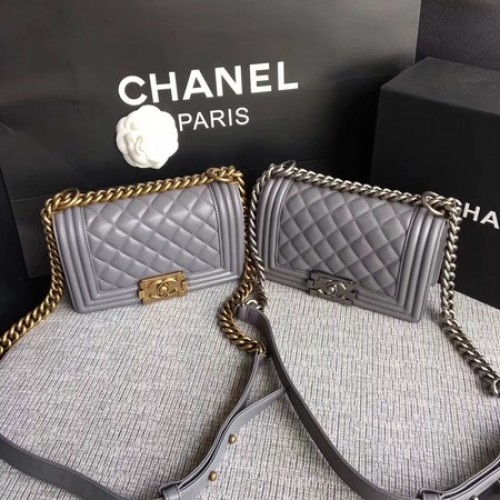 Boy Chanel Flap Sac à bandoulière en cuir de mouton A67085 Gris