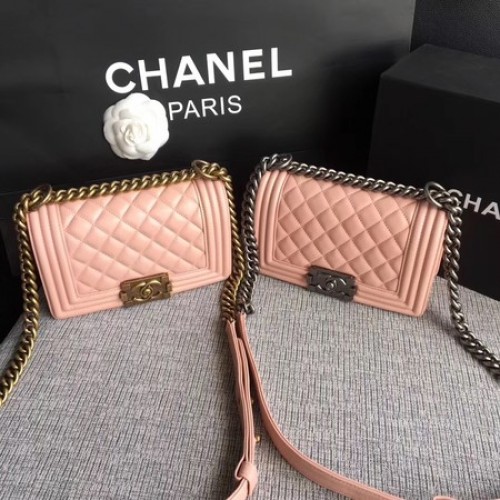 Boy Chanel Flap Sac à bandoulière en cuir de mouton A67085 Rose