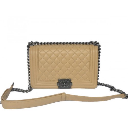 Boy Chanel Flap Sac à bandoulière en cuir de mouton A67086 Abricot