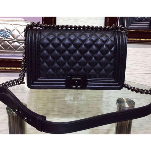 Boy Chanel Flap Sac à bandoulière en cuir de mouton A67086 Noir