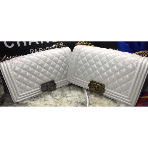 Boy Chanel Flap Sac à bandoulière en cuir de mouton A67086 OffWhite