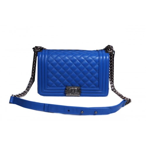 Boy Chanel Flap Sac à bandoulière en cuir de mouton CHA2068 Bleu