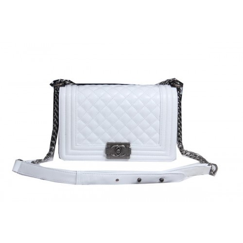 Boy Chanel Flap Sac à bandoulière en cuir de mouton CHA2068 Blanc