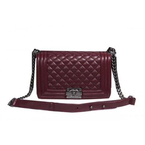 Boy Chanel Flap Sac à bandoulière en cuir de mouton CHA2068 Bordeaux