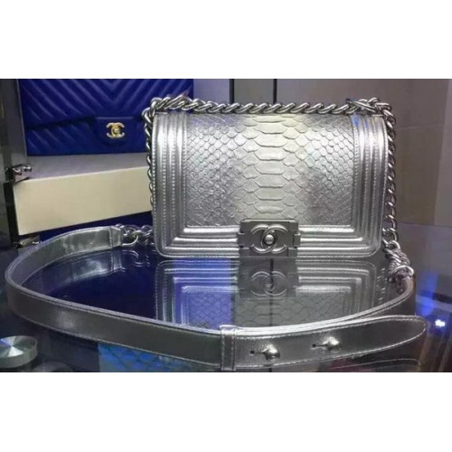 Boy Chanel Rabat Sac à Bandoulière Serpent Cuir A67085 Argent