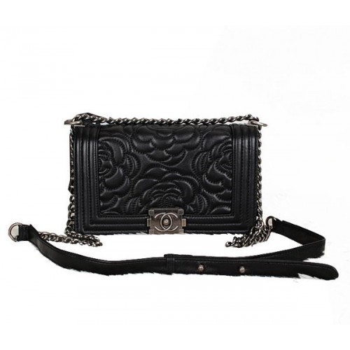 Boy Chanel Flap Sac à Bandoulière en Cuir de Mouton Camélia A66326 Noir