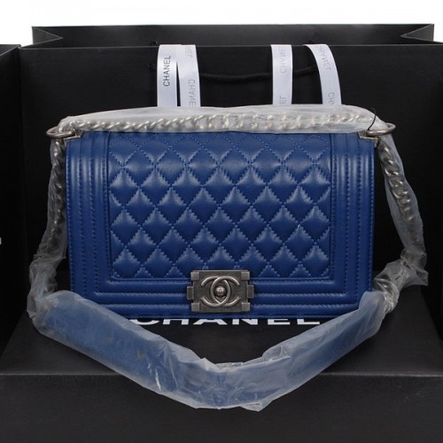 Boy Chanel Flap Sac à bandoulière en cuir de mouton A58500 RoyalBlue