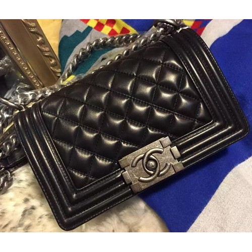 Boy Chanel Flap Sacs à bandoulière en cuir de mouton A67085 Noir