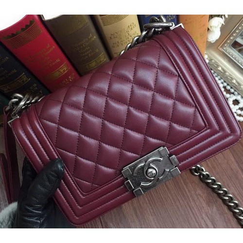 Boy Chanel Flap Sacs à bandoulière en cuir de mouton A67085 Bordeaux