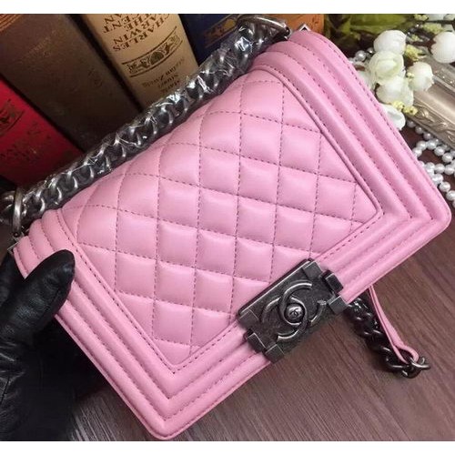 Boy Chanel Flap Sacs à bandoulière en cuir de mouton A67085 Rose