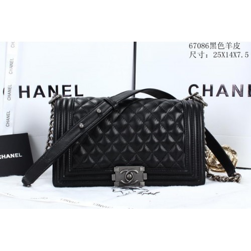 Boy Chanel Flap Sacs à bandoulière en cuir de mouton A67086 Noir