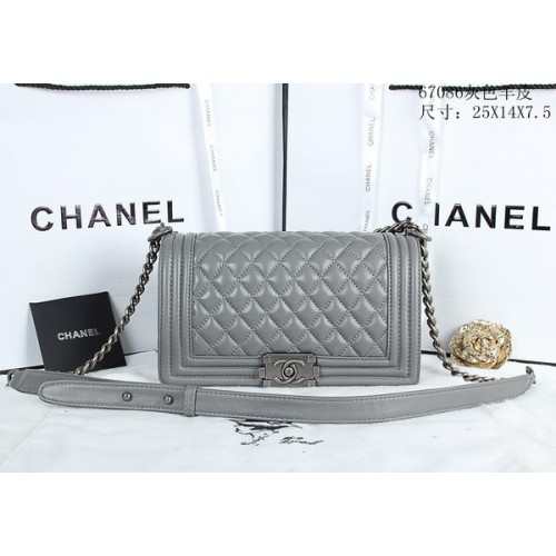 Boy Chanel Flap Sacs à bandoulière en cuir de mouton A67086 Gris