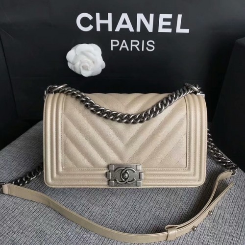 Garçon Chanel Original Chevron Cuir 67086 Camel