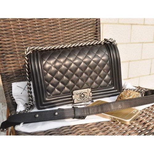 Boy Chanel Original Sac à bandoulière en cuir d'agneau à rabat A67086 Noir