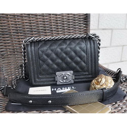 Boy Chanel Petit Rabat Sac à Bandoulière Motif Cannage A67083 Noir