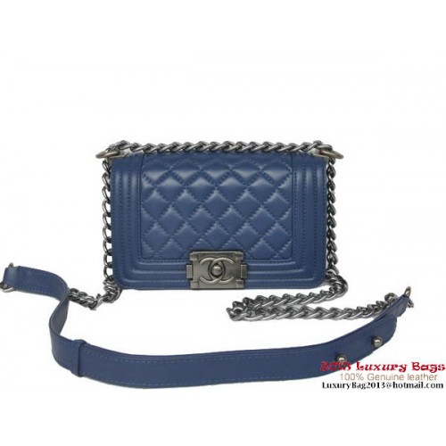 Boy Chanel petit rabat sac à bandoulière en cuir de mouton A67086 RoyalBlue