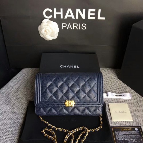 Boy Chanel WOC Flap Bag Original Cuir de veau CHA6040 Bleu