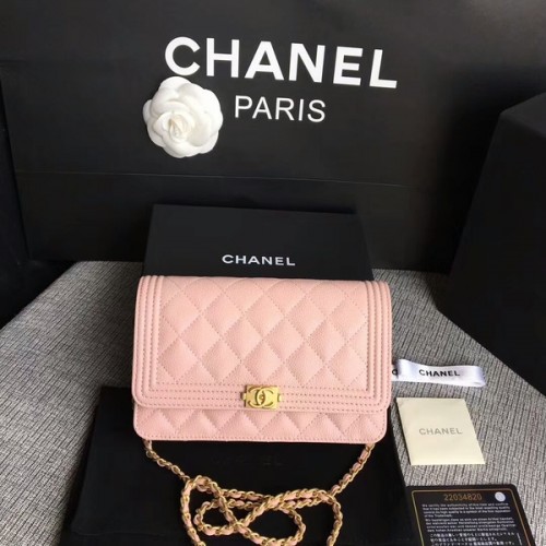 Boy Chanel WOC Flap Bag Original Cuir de veau CHA6040 Rose