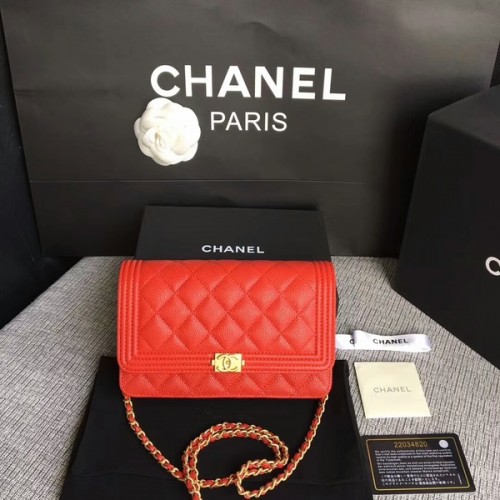 Boy Chanel WOC Flap Bag Original Cuir de veau CHA6040 Rouge