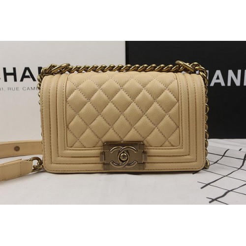 Boy Chanel Mini Flap Bag Abricot Cannage Motif A67025 Doré
