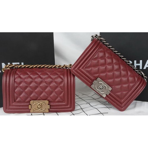 Boy Chanel Mini Flap Bag Original Cannage Pattern A67085 Bordeaux