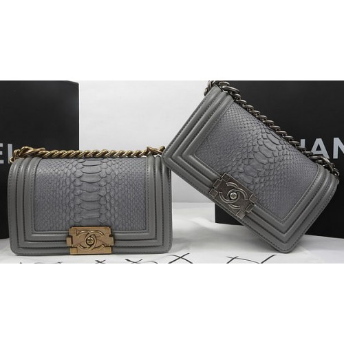 Boy Chanel Mini Flap Bag Cuir Python Original A67085 Gris