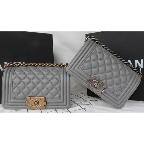 Boy Chanel Mini Flap Bag Original Mouton A67085 Gris