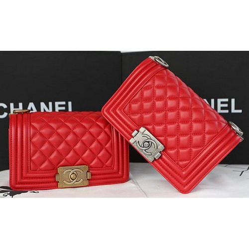 Boy Chanel Mini Flap Bag Original Mouton A67085 Rouge