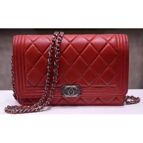 Boy Chanel mini Flap Bags Bright Cannage Pattern A33815 Bordeaux