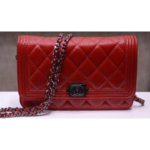 Boy Chanel mini Flap Bags Bright Cannage Pattern A33815 Rouge