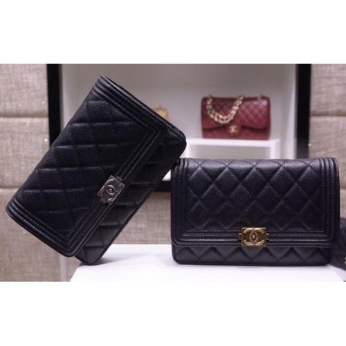 Boy Chanel mini Flap Bags Cannage Pattern A33815 Noir