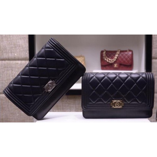 Boy Chanel Mini Flap Sacs en cuir de mouton A33815 Noir