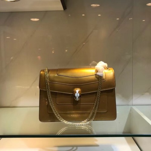Bulgari sac à bandoulière en cuir métallisé 15004 or
