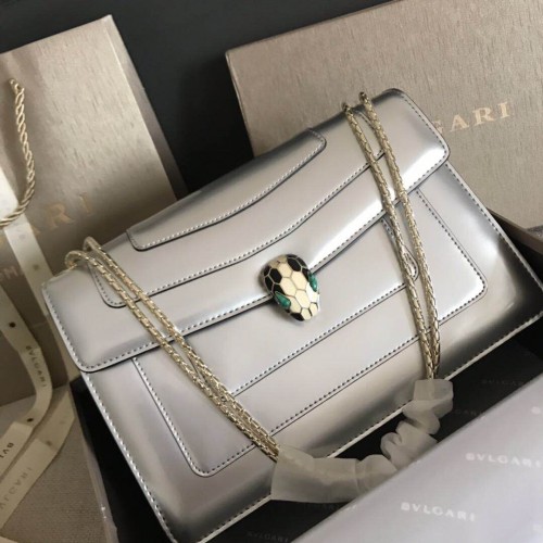 Bulgari sac à bandoulière en cuir métallisé 15004 argent