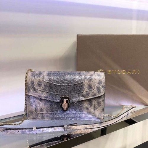 Bulgari sac à bandoulière en cuir métallisé 39174 gris