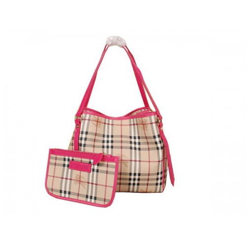 BurBerry B8883 Petit sac fourre-tout à carreaux Haymarket Rose