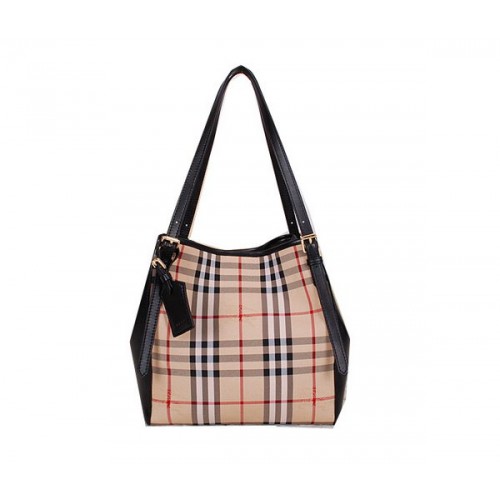BurBerry Petit sac fourre-tout à carreaux Haymarket B3711 Noir