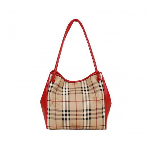 BurBerry Petit sac fourre-tout à carreaux Haymarket B5911 Rouge