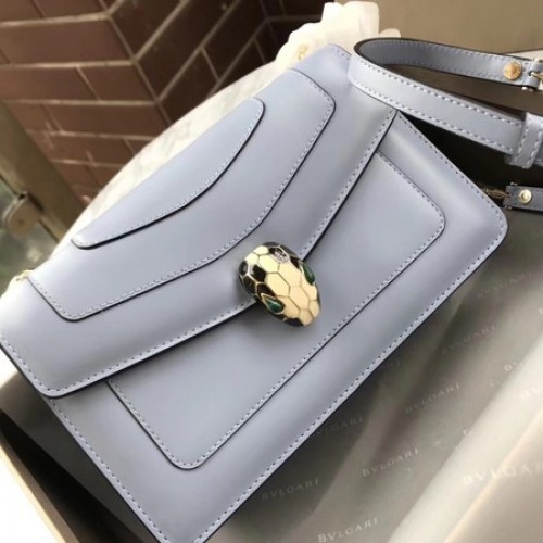 Bvlgari Original Cuir de veau Serpenti Forever Sac à bandoulière 97522 Bleu clair