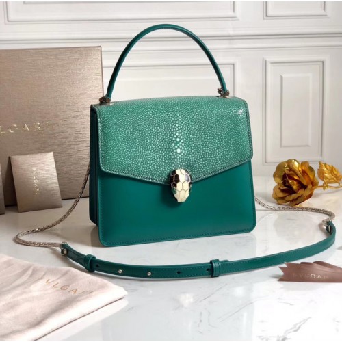 Bvlgari Serpenti Forever Pearl peau de poisson et cuir de veau petit sac à bandoulière 288687 vert