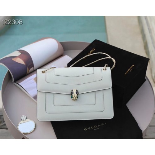 Bvlgari Serpenti Forever petit sac à bandoulière en cuir 20291 blanc
