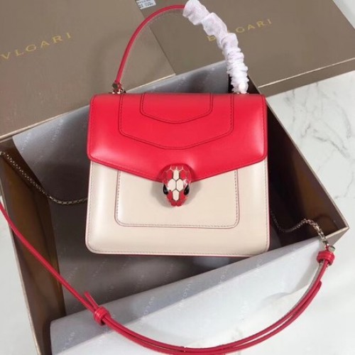 Bvlgari Serpenti Forever petit sac à bandoulière en cuir 288687 rouge et blanc