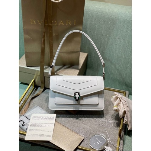 Bvlgari Serpenti Forever petit sac à bandoulière en cuir 292104 blanc