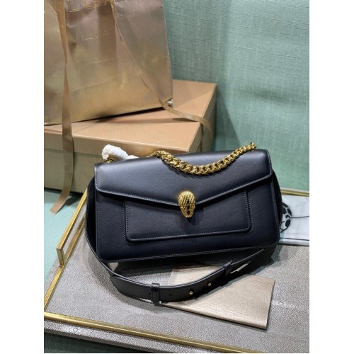 Bvlgari Serpenti Forever petit sac à bandoulière en cuir 292833 noir