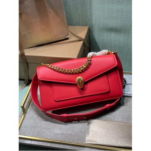 Bvlgari Serpenti Forever petit sac à bandoulière en cuir 292833 rouge