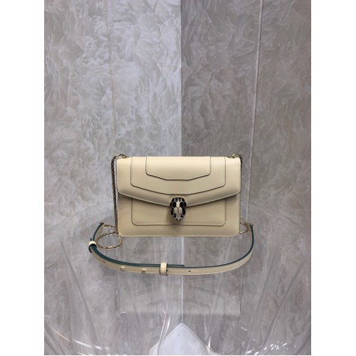 Bvlgari Serpenti Forever petit sac à bandoulière en cuir 65106 crème
