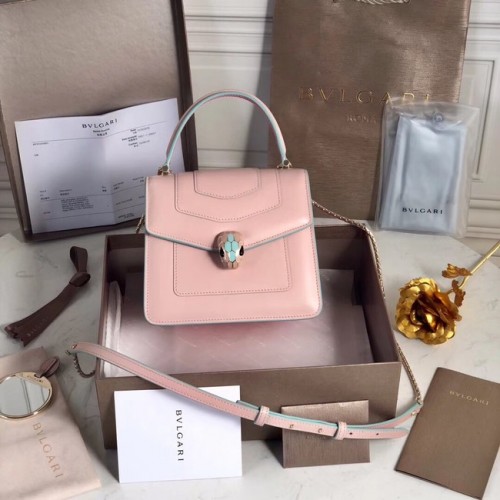 Bvlgari Serpenti Forever petit sac à bandoulière en cuir 70736 Rose