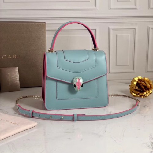 Bvlgari Serpenti Forever petit sac à bandoulière en cuir 70736 bleu clair