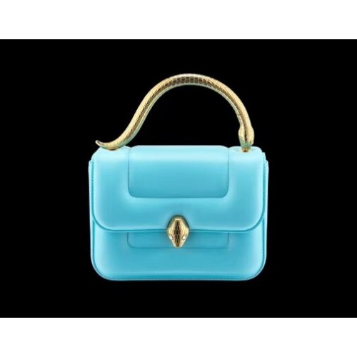 Bvlgari Serpenti Forever petit sac à bandoulière en cuir B209107 bleu ciel